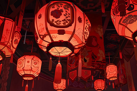 中国红灯笼的精美细节图片