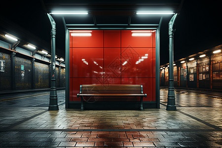 现代城市的公交站图片