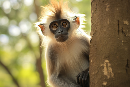 热带森林中的长尾猿猴图片