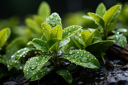 田野中种植的绿植幼苗背景图片