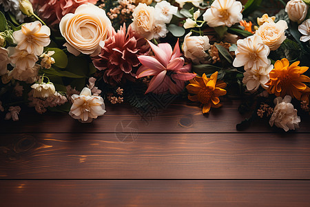 浪漫布置的鲜花背景背景图片