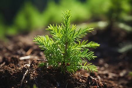 土壤中种植的绿植树木图片