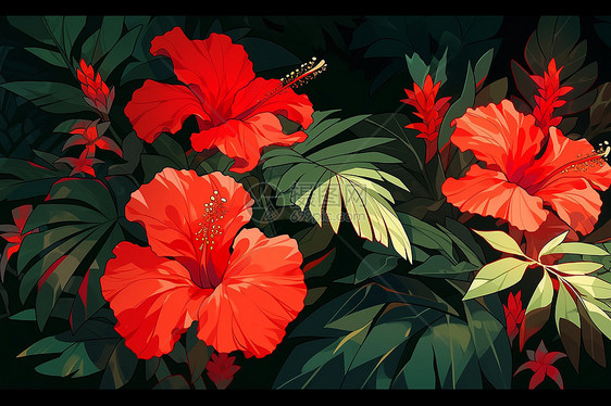 热情洋溢的热带花卉图片