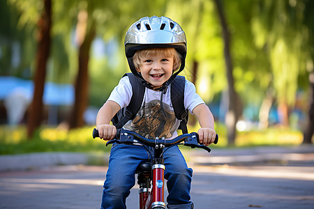 孩子骑着自行车图片