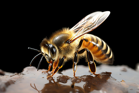 小蜜蜂在黑色背景上图片