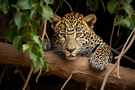 丛林中休息的豹子图片