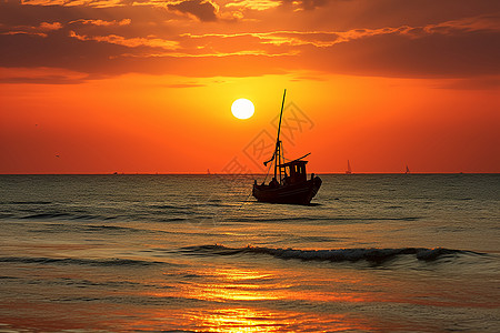 海上的夕阳风景图片