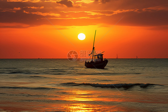 海上的夕阳风景图片