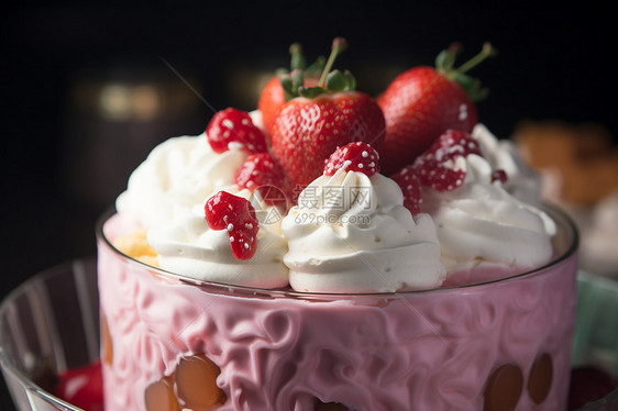 甜蜜的草莓奶油甜品图片
