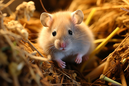 草堆中的小老鼠图片