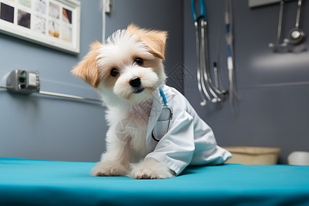 小狗在医院房间背景图片