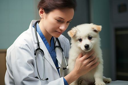 兽医检查小狗健康图片