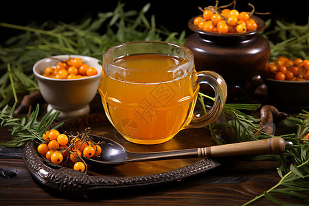 橙色的浆果茶背景图片