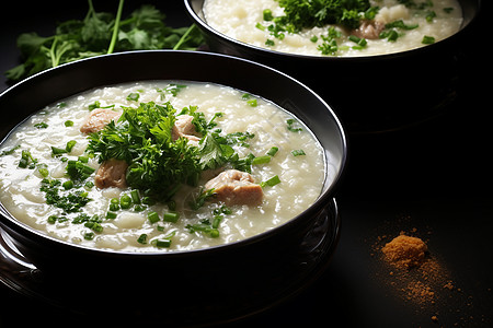 桌面上健康营养的白米粥背景图片