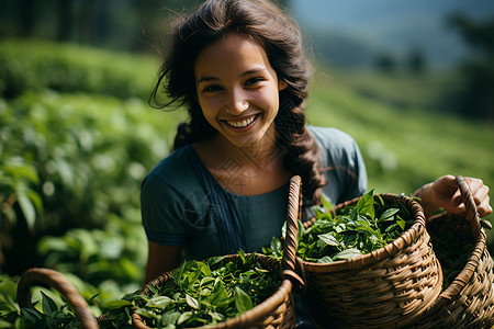 亚洲女茶农工作种植者高清图片