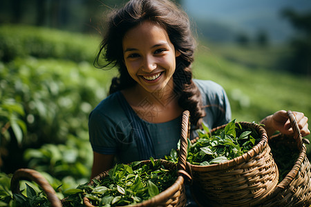 亚洲女茶农图片