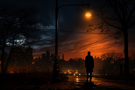 夜幕下的城市幽影背景图片