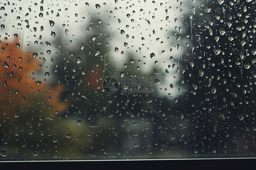 窗外雨滴图片