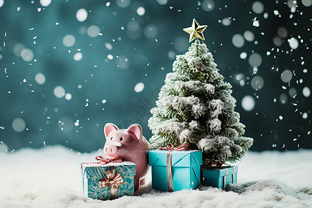 圣诞树和礼物背景图片