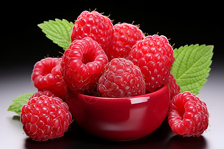 红碗中的树莓图片