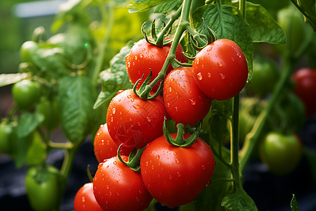蔬菜园的成熟番茄高清图片