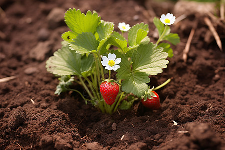 盛开的草莓植物图片