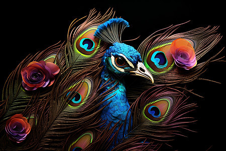五彩斑斓的孔雀羽毛背景图片