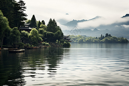 西湖佳境背景图片