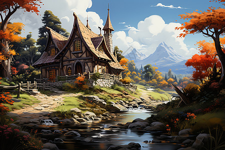 乡村的建筑小屋背景图片