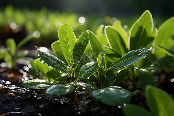 清晨生长的植物图片