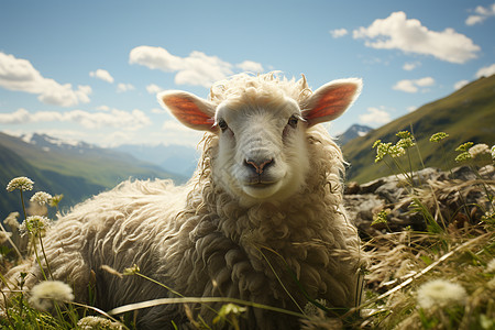 户外山坡上的牧羊图片
