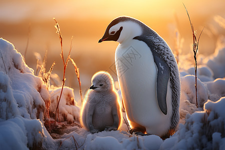 企鹅的小宝贝背景图片