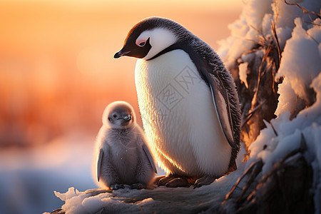 企鹅母子背景图片