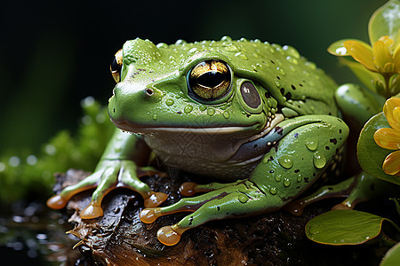 青蛙身上的水滴图片