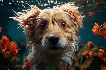 水里的小狗图片