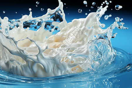 牛奶溅入水面图片