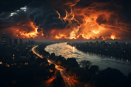 城市尽头的大火图片