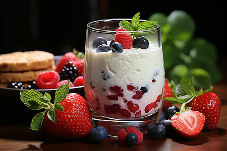 健康的酸奶浆果图片