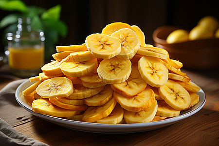 清新可口的香蕉果片图片