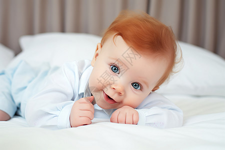 床上可爱的小宝宝图片