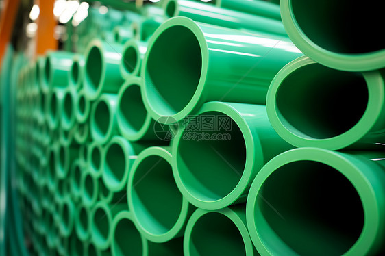堆积的绿色水管图片