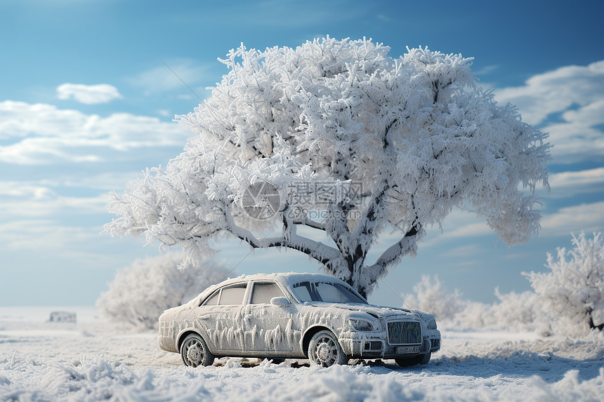 大雪覆盖的汽车图片