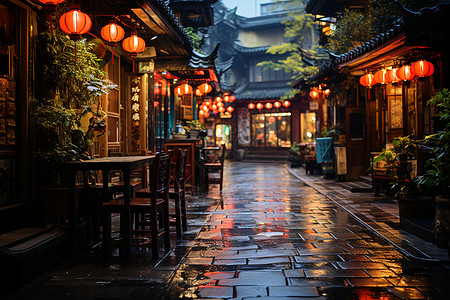 元宵节夜景夜幕下的老街背景