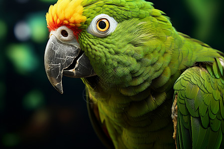 亮丽色彩的绿鹦鹉图片