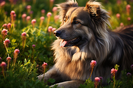 户外玩耍的牧羊犬图片