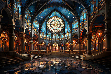 彩色玻璃大教堂图片