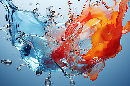 水中漂浮的彩色水花图片