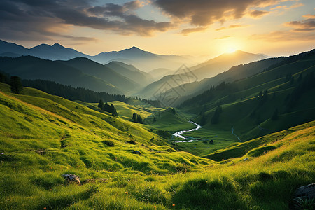 山水如画山丘峡谷高清图片