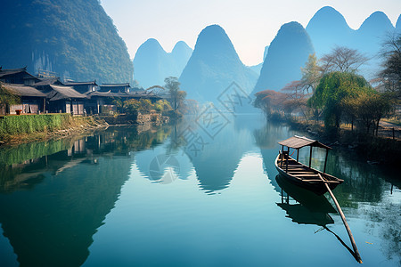 乡村山水间背景图片