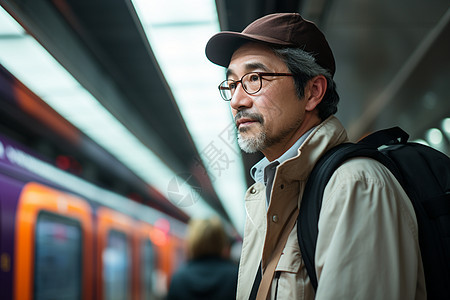 地铁站上的男子背景图片
